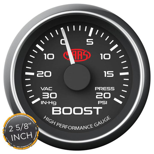 SAAS Muscle Series 2-5/8"" Boost Gauge 30 In Hg/20 Psi SG-TB258B