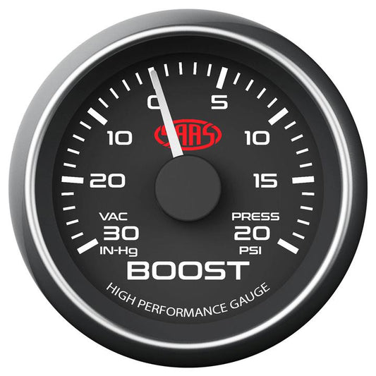 SAAS Muscle Series 2-1/16" Boost Gauge 30 In Hg/20 Psi Black SG-TB52B