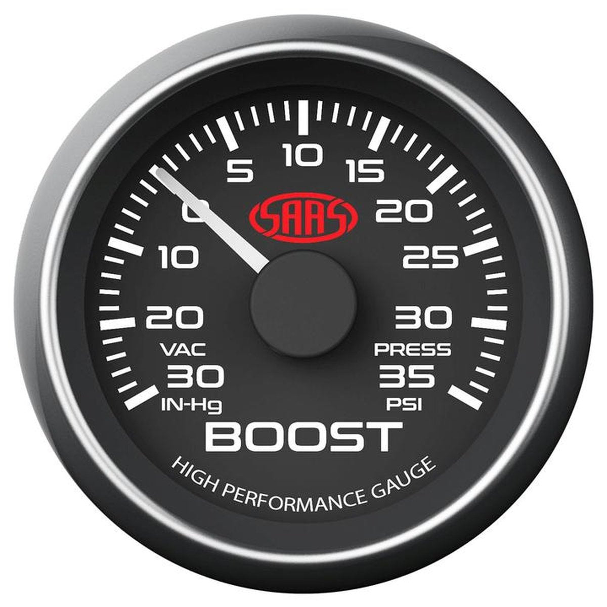 SAAS Muscle Series 2-1/16"" Boost Gauge 30 In Hg/35 Psi Black SG-TB52B1