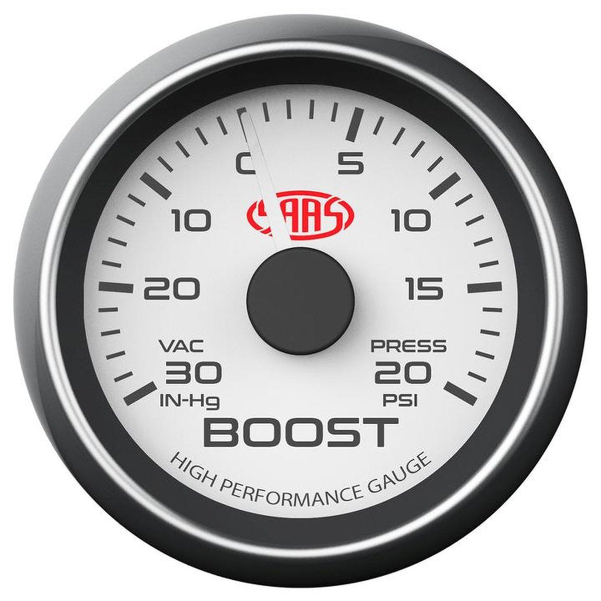 SAAS Muscle Series 2-1/16" Boost Gauge 30 In Hg/20 Psi White SG-TB52W