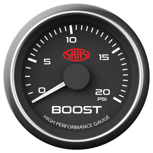 SAAS Muscle Series 2-1/16" Diesel Boost Gauge 0-20 Psi Black SG-TBD52B1
