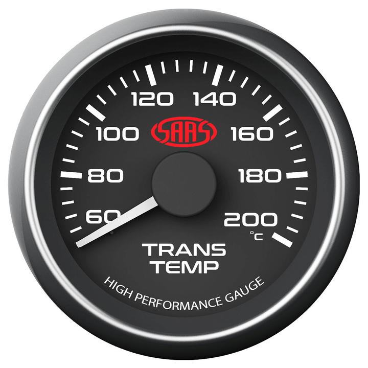 SAAS Muscle Series 2-1/16"" Trans Temp Gauge 60-200C Black SG-TT52B