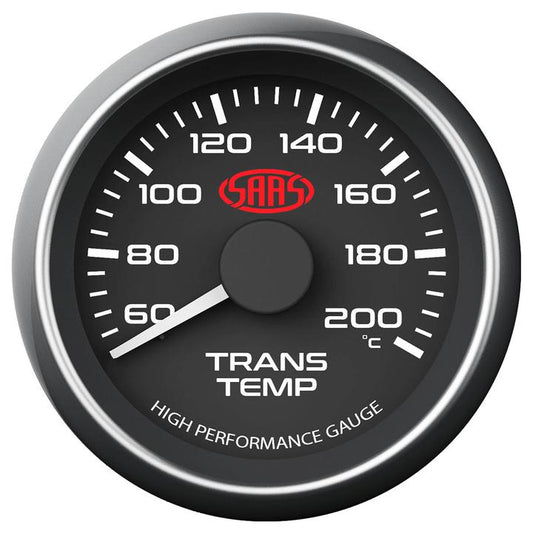 SAAS Muscle Series 2-1/16"" Trans Temp Gauge 60-200C Black SG-TT52B