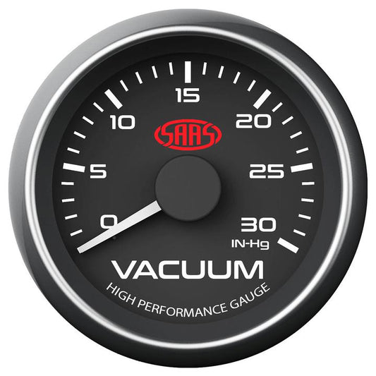 SAAS Muscle Series 2-1/16"" Vacuum Gauge 0-30 In Hg Black SG-VAC52B