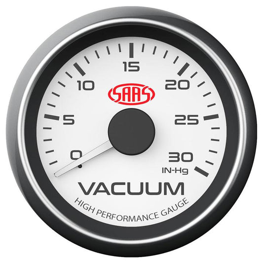 SAAS Muscle Series 2-1/16"" Vacuum Gauge 0-30 In Hg White SG-VAC52W
