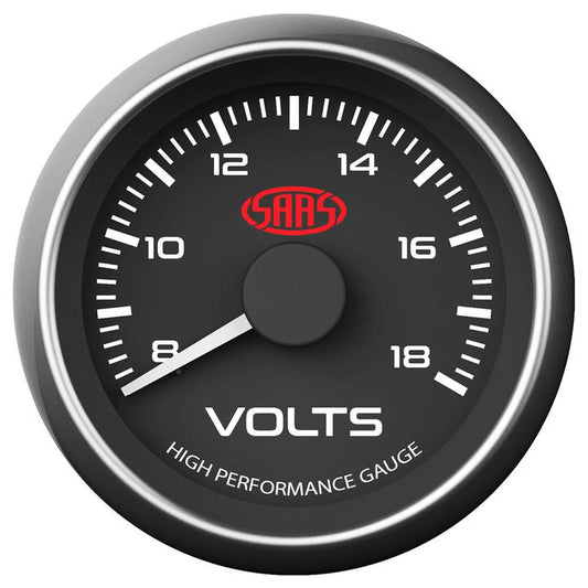 SAAS Muscle Series 2-1/16" Voltmeter Gauge 8-18 Volts Black SG-VLT52B