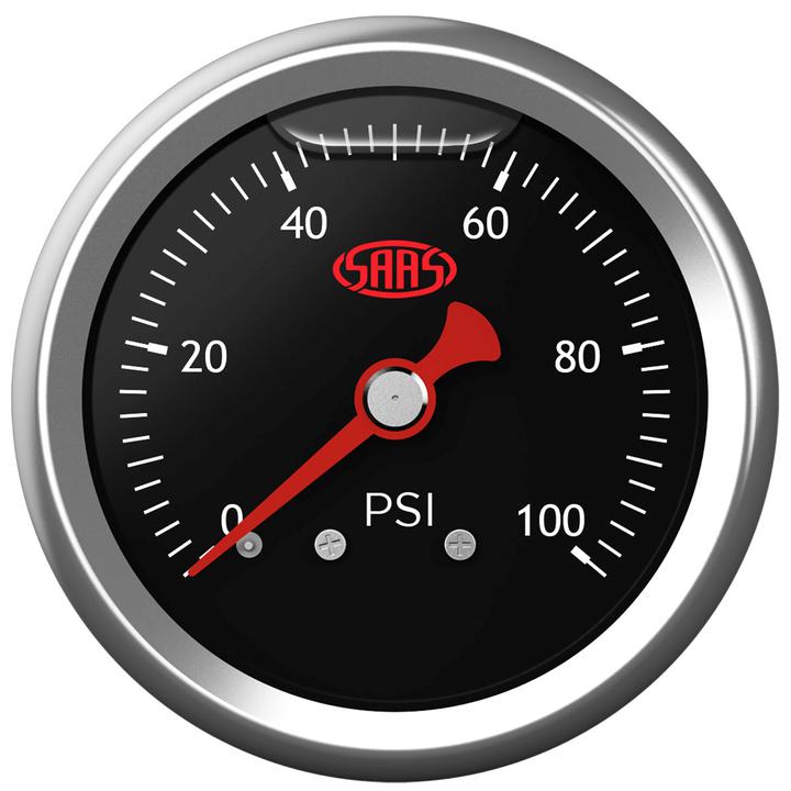 SAAS 41mm Fuel Pressure Gauge 0-100 Psi Liquid Filled Black SG100B