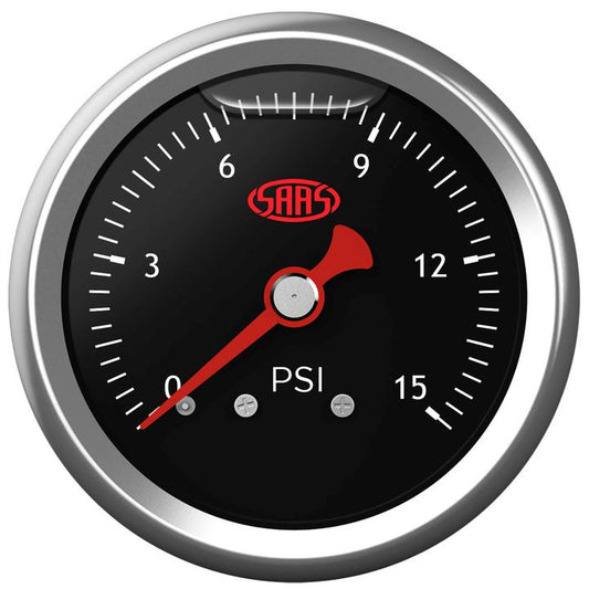 SAAS 41mmF uel Pressure Gauge 0-15 Psi Liquid Filled Black SG15B