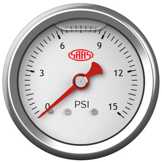 SAAS F41mm uel Pressure Gauge 0-15 Psi Liquid Filled White SG15W