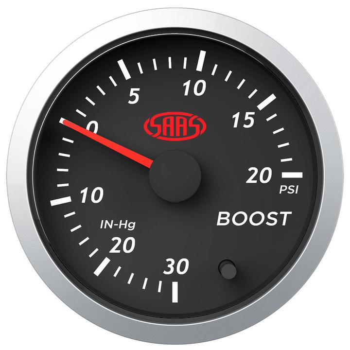 SAAS Street Series 52mm Boost Gauge 30 In Hg/20 Psi Black SG21210