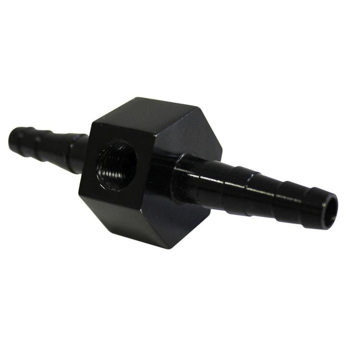 SAAS Fuel Pressure Gauge Inline Adaptor 5/16 - 3/8"" Billet Black SGA1008