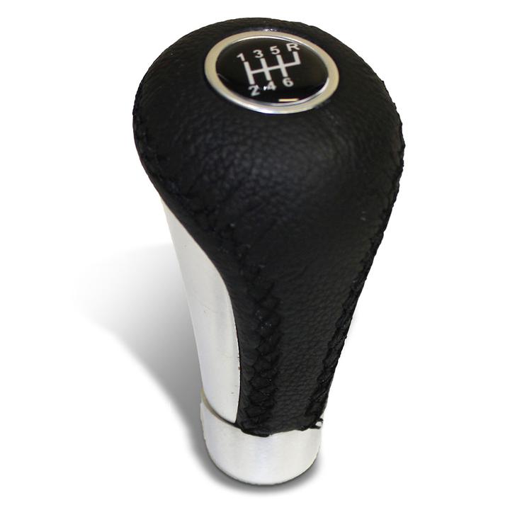 SAAS Gear Knob - Leather Black/Aluminium Insert SGKAL