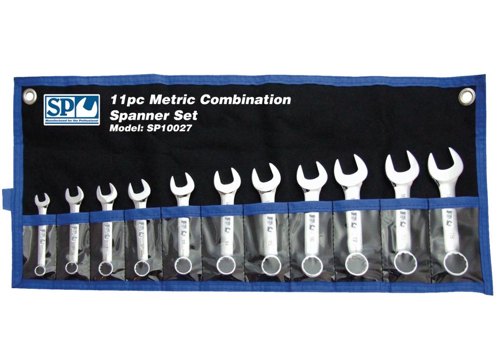 SP Tools Spanner Set 11Pc Metric Stubby Roe