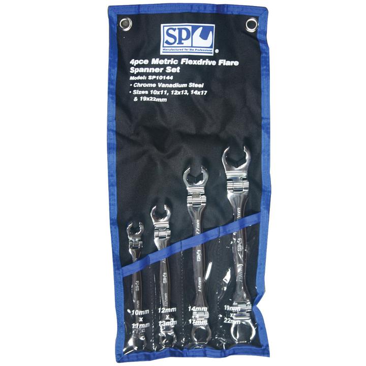 SP Tools Spanner Set Flare Flexhead Metric 4Pc
