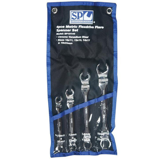 SP Tools Spanner Set Flare Flexhead Metric 4Pc