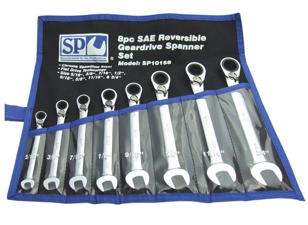 SP Tools Spanner Set Geardrive Reversible Roe SAE 8Pc