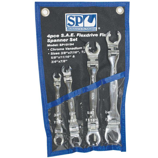 SP Tools Spanner Set Flare Flexhead SAE 4Pc