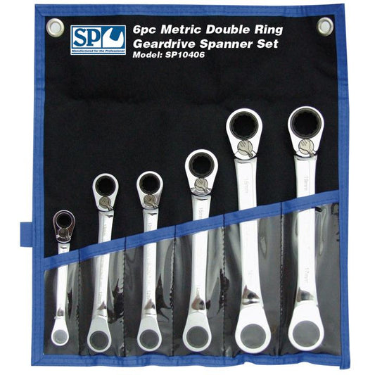 SP Tools Spanner Set Double Ring Geardrive Metric 6Pc