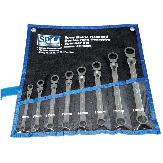 SP Tools Spanner Set Geardrive Double Ring Flex Head Metric
