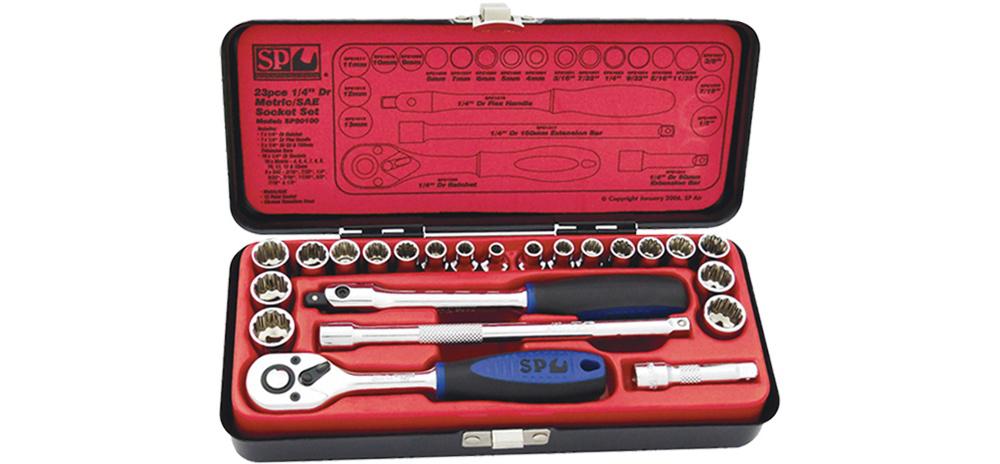 SP Tools Socket Set 1/4""Dr 12 Point 23 Pc Metric/SAE