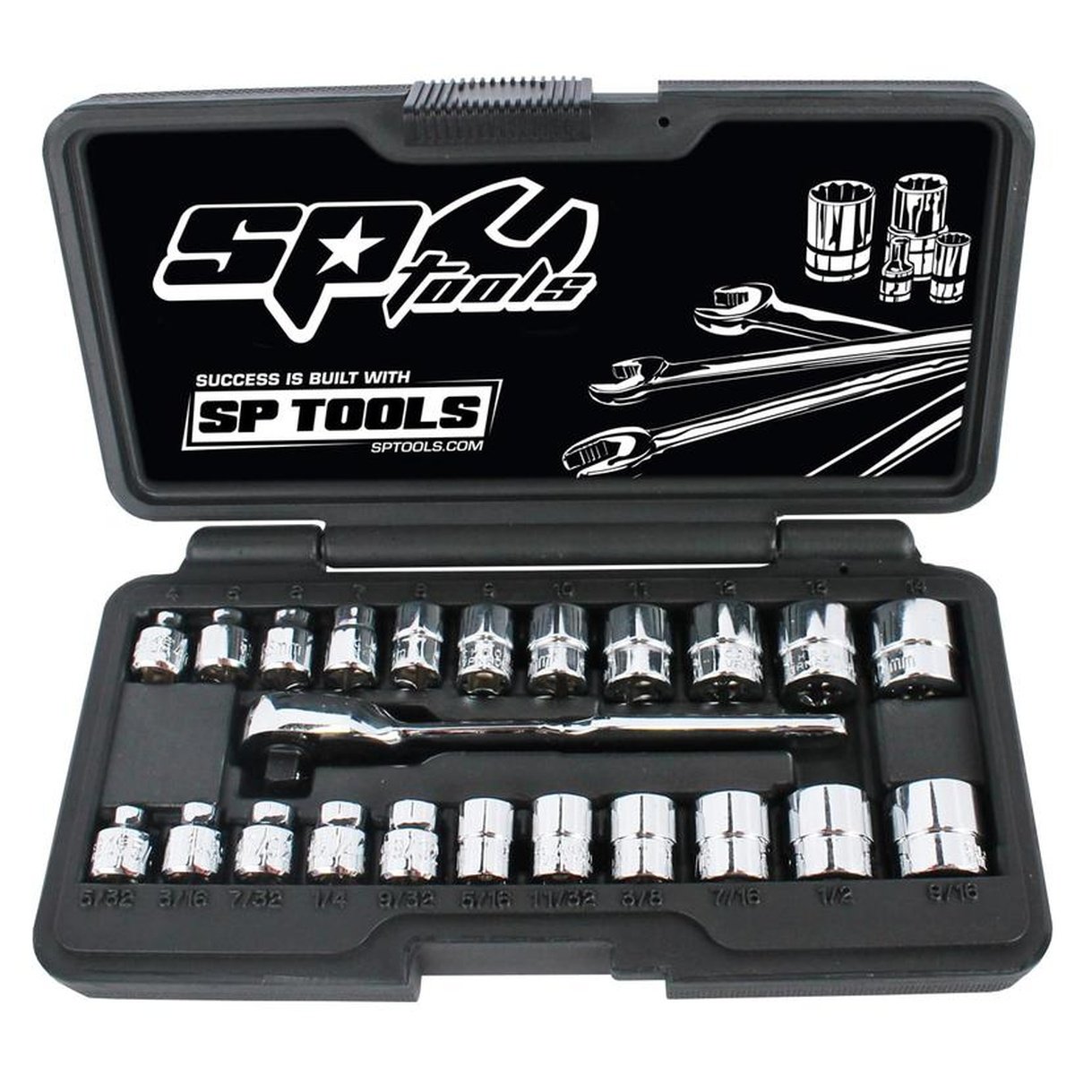 SP Tools Socket Set 1/4Dr 6Pt Low Profile 23Pc Metric/Sae