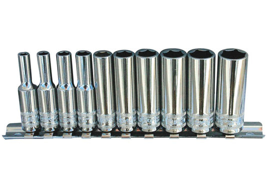 SP Tools Socket Rail 1/4""Dr 6PT Deep 10Pc Metric
