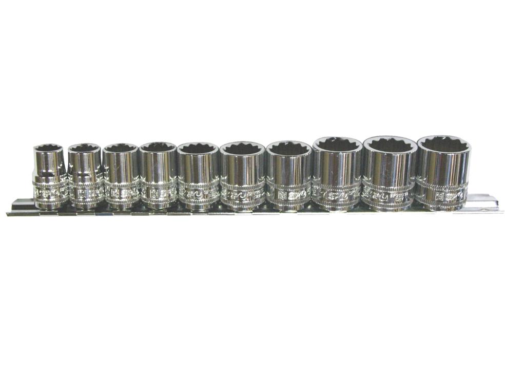 SP Tools Socket Rail 3/8"Dr 12PT 10Pc Metric