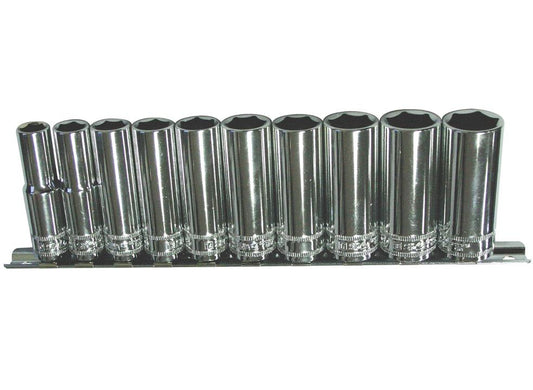 SP Tools Socket Rail 3/8""Dr Deep 6PT 10Pc Metric