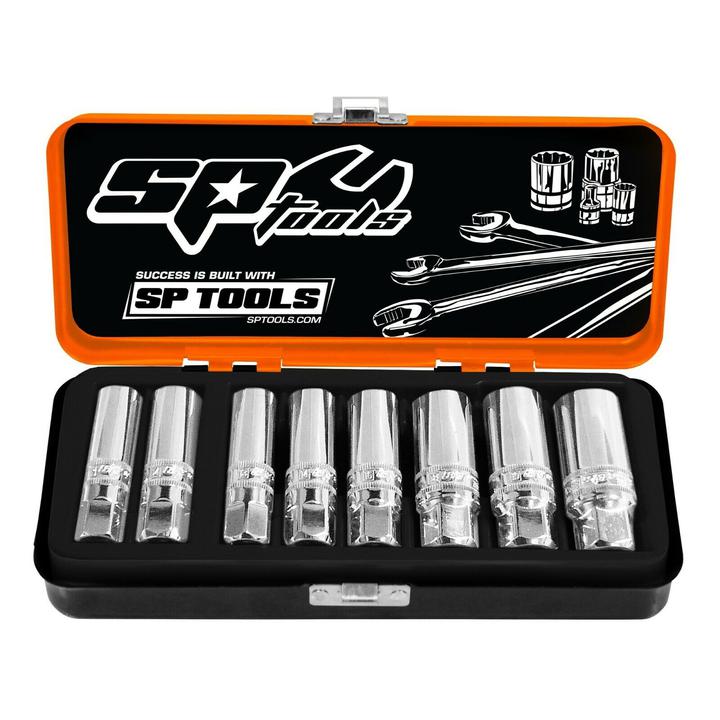 SP Tools 8p 3/8” Square Drive Magnetic Spark Plug Socket Set