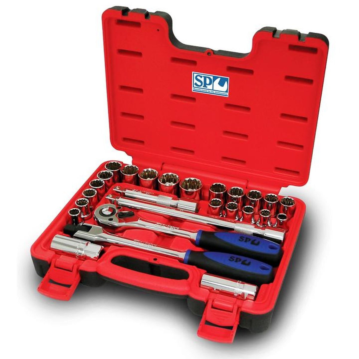SP Tools Socket Set 1/2"" Drive 12PT 26 Pc Metric/SAE In X-Case