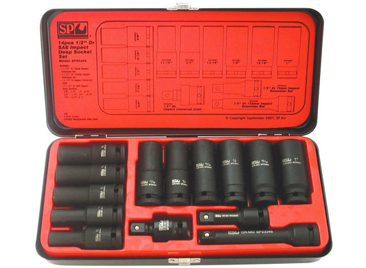 SP Tools Socket Set Impact 1/2Dr Deep 6PT 14Pc SAE