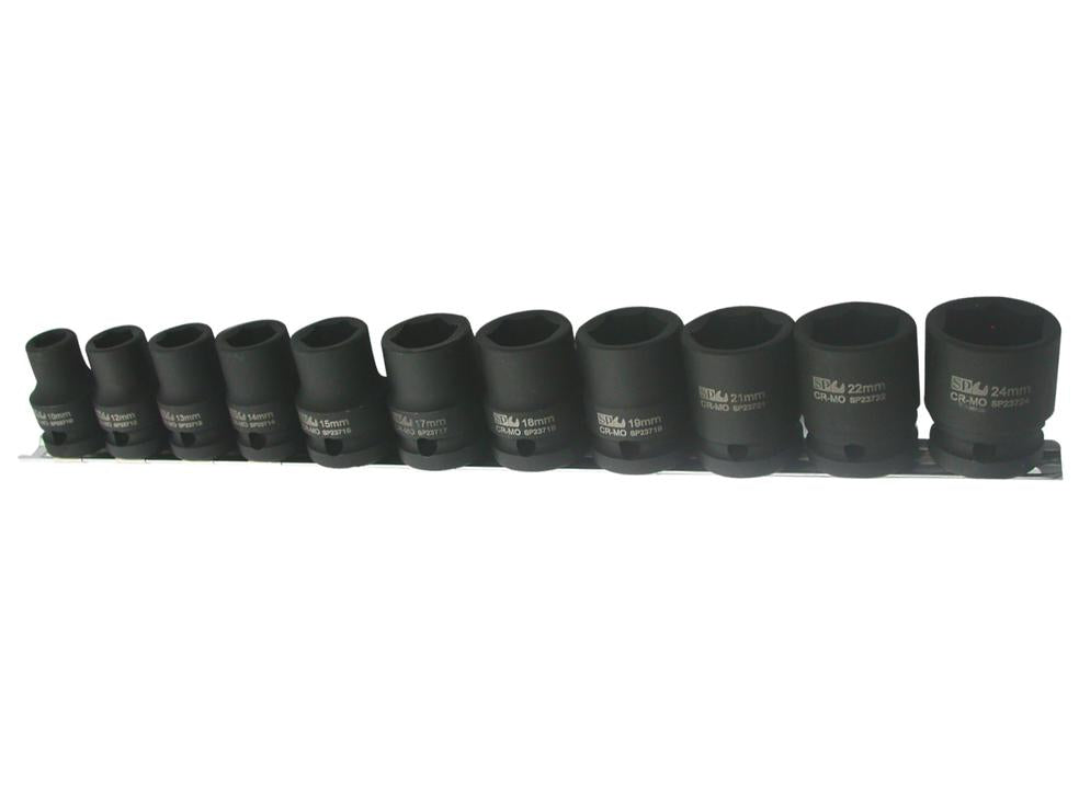 SP Tools Socket Rail Impact 1/2""Dr 6PT 11Pc Metric