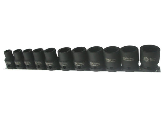 SP Tools Socket Rail Impact 1/2""Dr 6PT 11Pc Metric