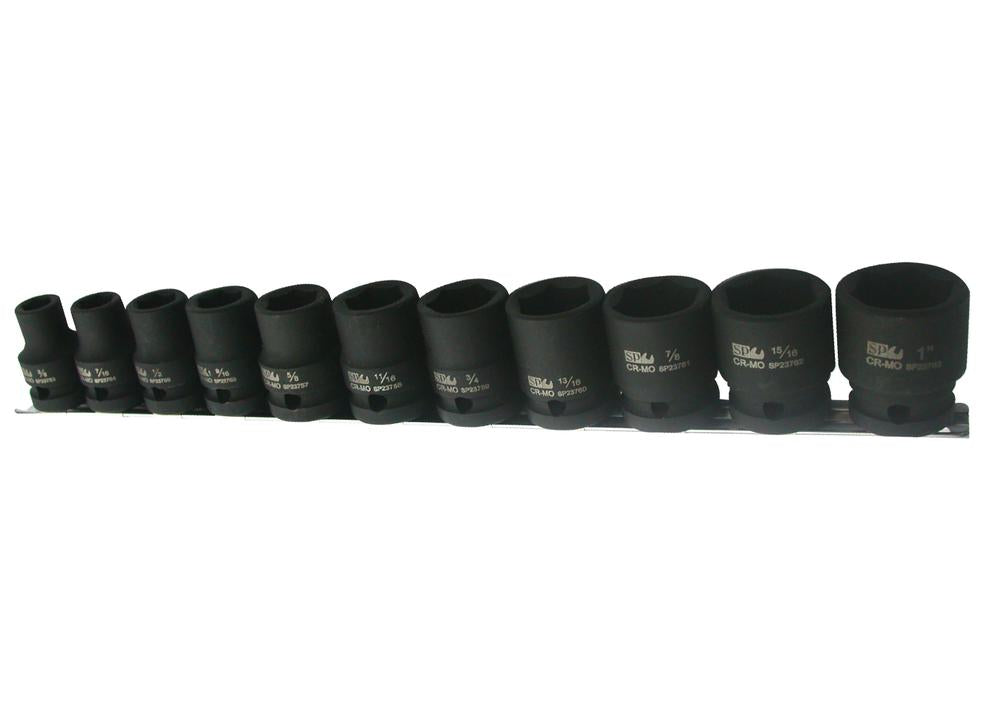 SP Tools Socket Rail Impact 1/2""Dr 6PT 11Pc SAE