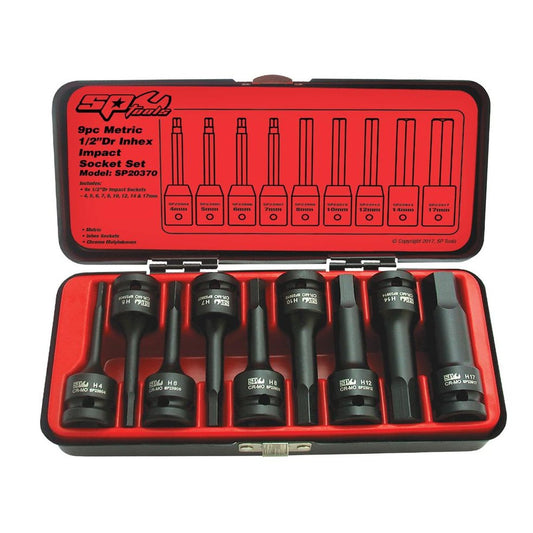 SP Tools Socket Set Impact 1/2""Dr Inhex 9Pc Metric