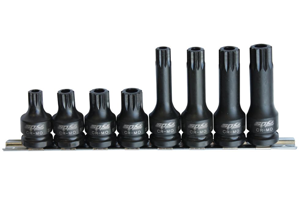 SP Tools Socket Rail Impact 1/2""Dr Tamper Spline 8Pc