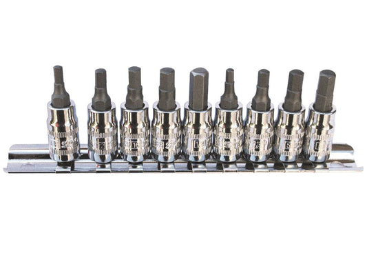 SP Tools Socket Rail 1/4" & 3/8"Dr 9Pc Inhex Metric