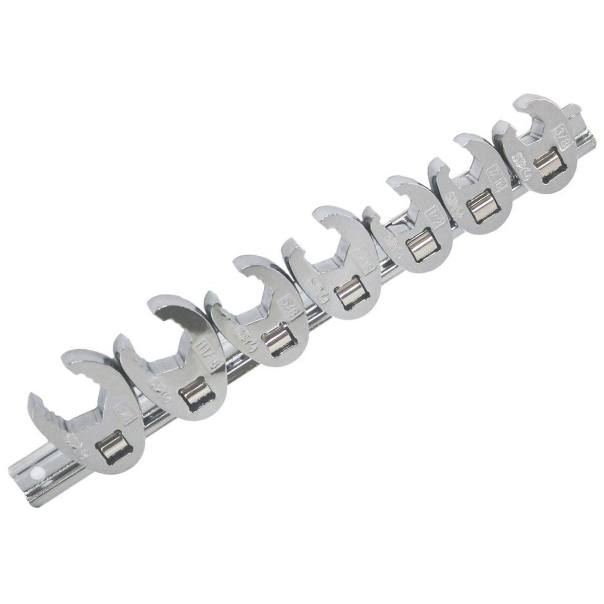 SP Tools Flare Crowfoot Nut Wrench Rail 3/8""Dr SAE 7Pc