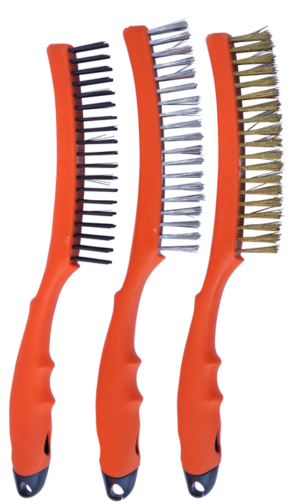SP Tools Brush Wire 355Mm 3Pc Set - 3 X 19 Row Pp Handle