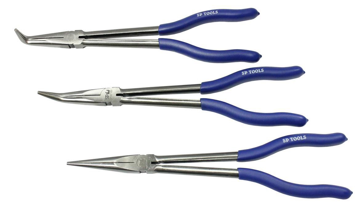 SP Tools Plier Set 3Pc Long Handle 275mm 0 45 & 90 Degree
