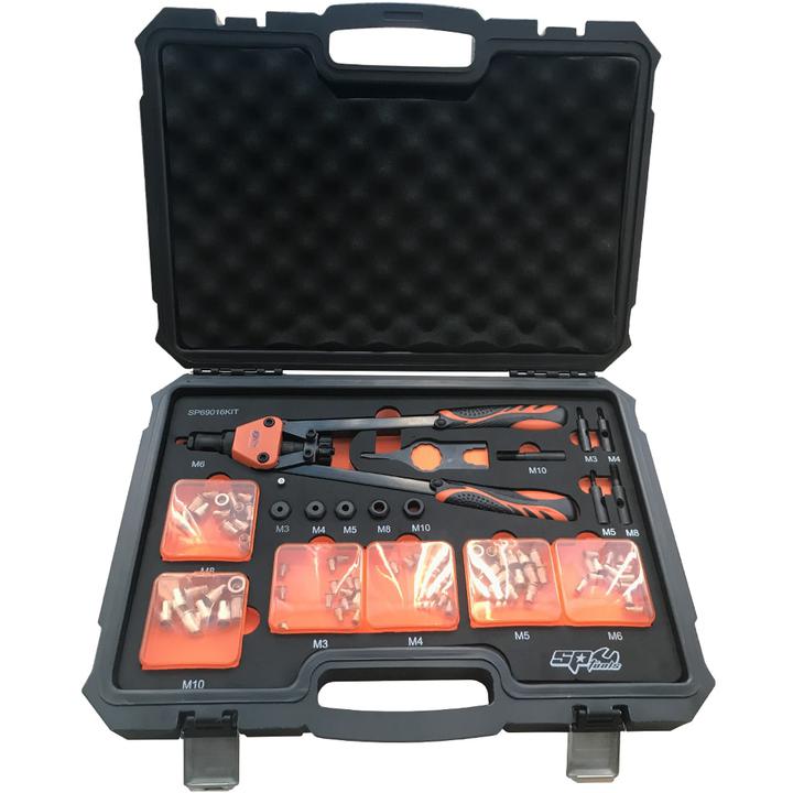 SP Tools Nut Riveter Set Lever Type 74pc Metric M3 - M10