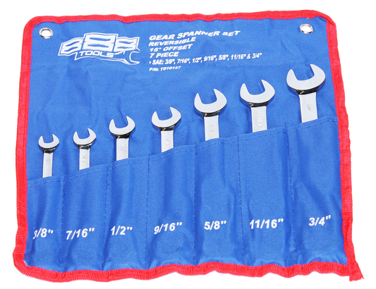 888 By SP Tools Spanner Set Gear Roe Reversible SAE 7Pc