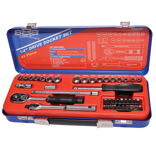888 By SP Tools Socket Set 888 1/4"" Dr 6PT Metric/SAE 41Pc