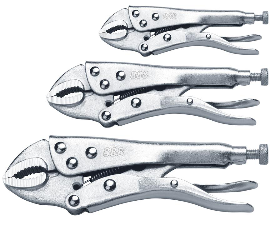 888 By SP Tools Plier Locking Curved Jaw 3Pcs Set