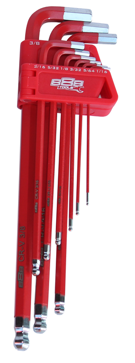 888 By SP Tools Key Set 9Pc SAE Ball Drive Hex (Red)