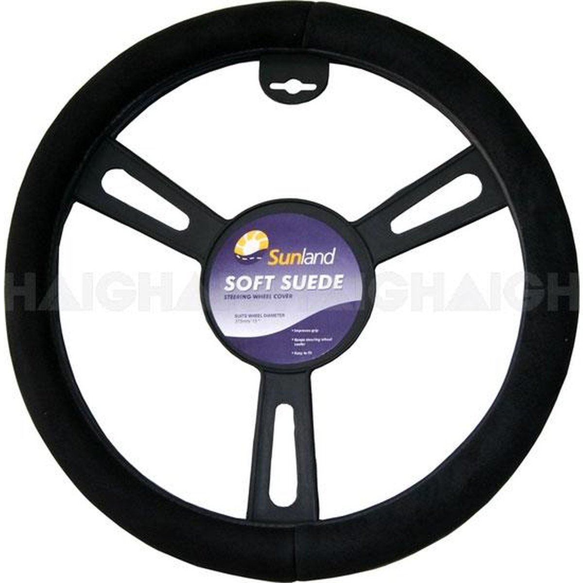 Sunland Steering Wheel Cover 16"" Suede-Look Black - SWC40B
