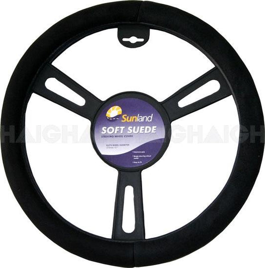 Sunland Steering Wheel Cover 15" Suede-Look Black - SWC20B