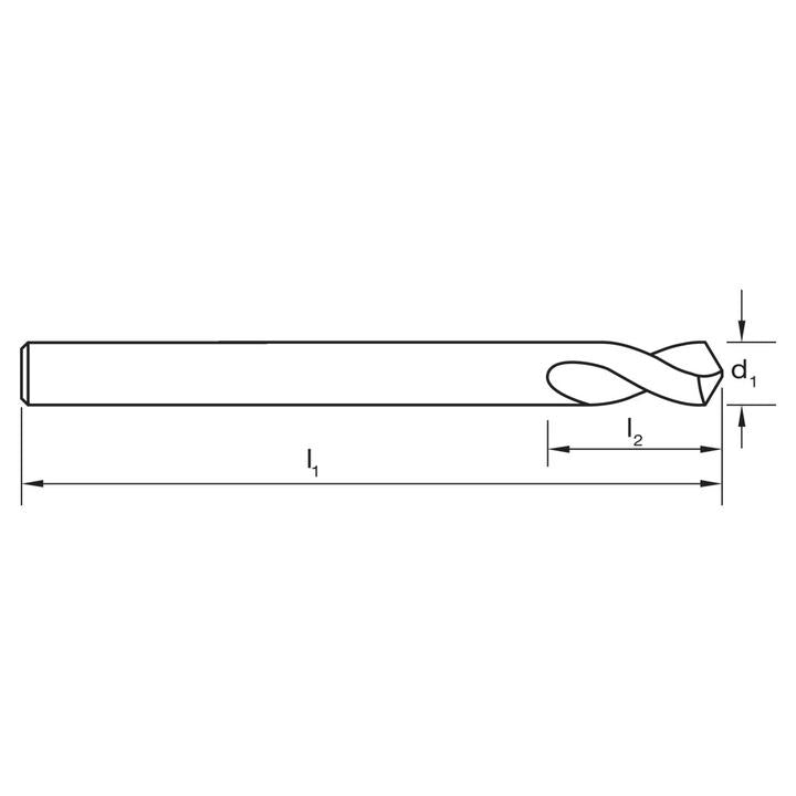 Sutton Panel Drill Bit Single End Silver Bullet 4.85mm Dia 22.2mm L2 54mm L1 D1210485