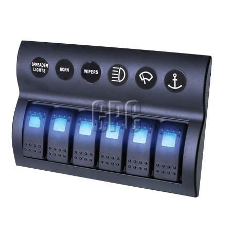 Thunder Rocker Switch Panel 6 Way ON/OFF Blue LED