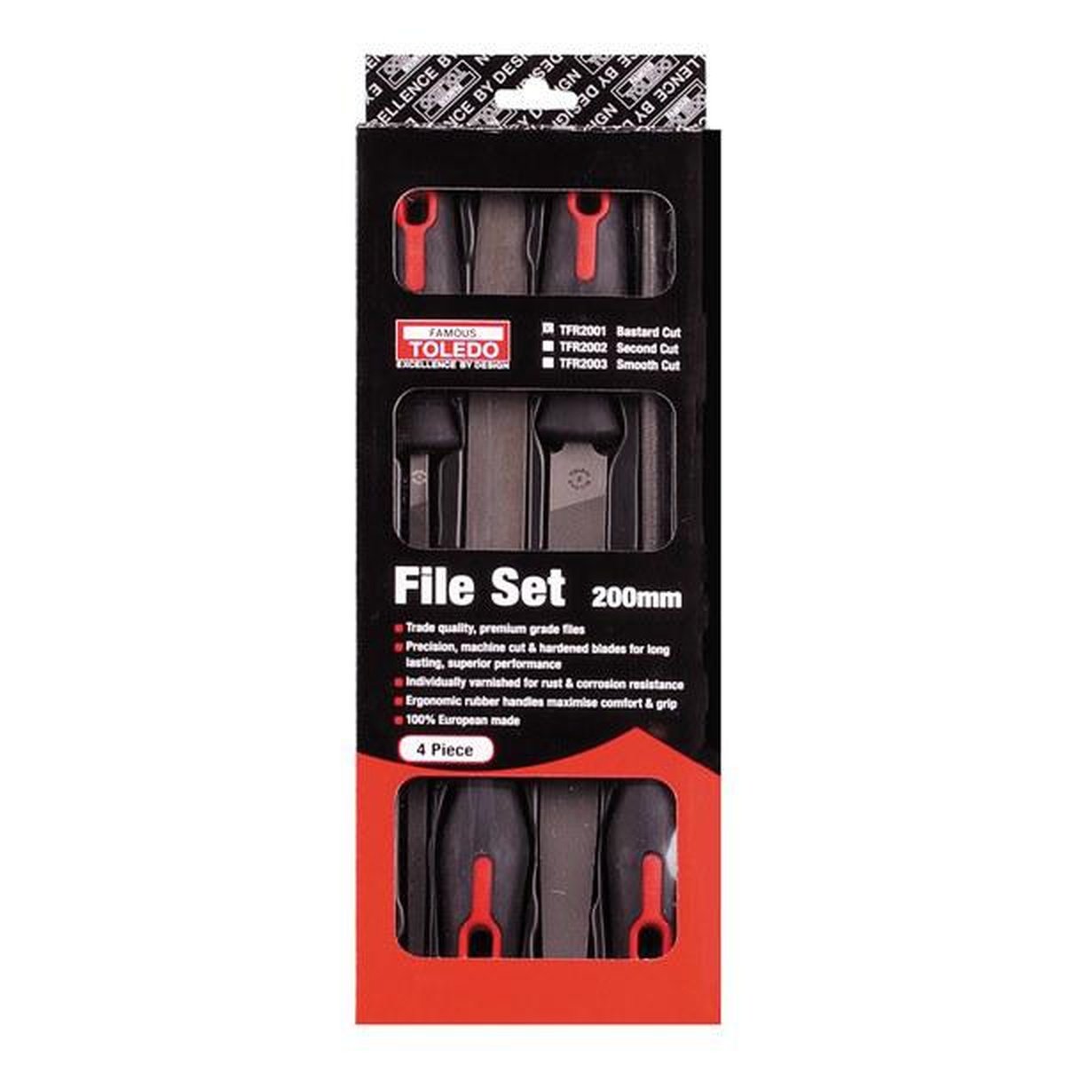 Toledo File Set Bastard 200mm 4 Piece TFR2001